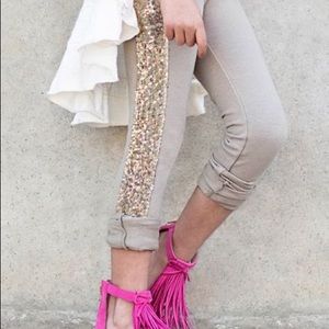 Joyfolie Miajoy tuxedo gold umber Sequin leggings